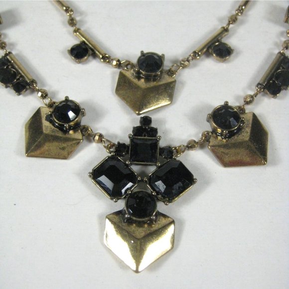 UPCYCLED Goldtone Panel Chain Necklace 23 Inch Multi Strand Jewelry Charm - Picture 2 of 8